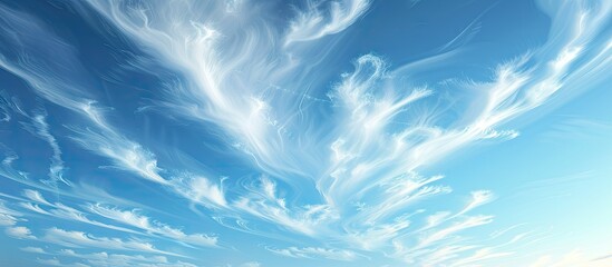 Fototapeta premium Stunning cirrus clouds against a backdrop of a clear blue sky perfect as a copy space image