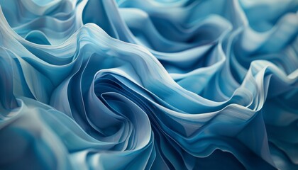 Fototapeta premium Explore the realm of digital artistry with a 3D render featuring vivid blue ribbons in captivating