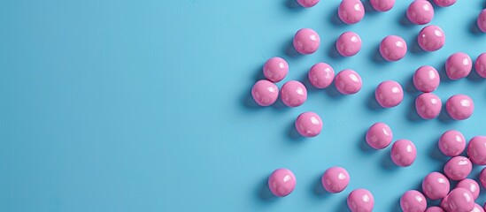 Blue background with copy space image features chewing gum