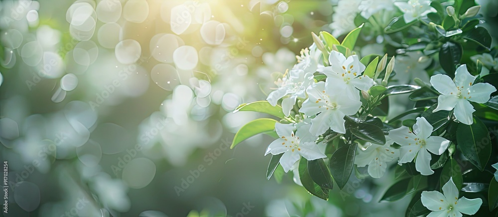 Poster the beautiful jasmine tree in the garden provides a lovely backdrop for photos with a copy space ima