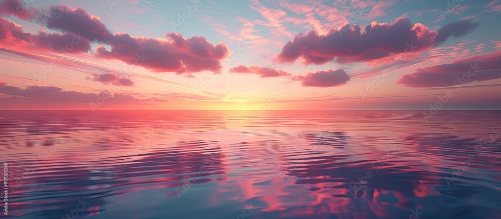 Poster stunning twilight sky reflecting on the calm sea perfect for a copy space image