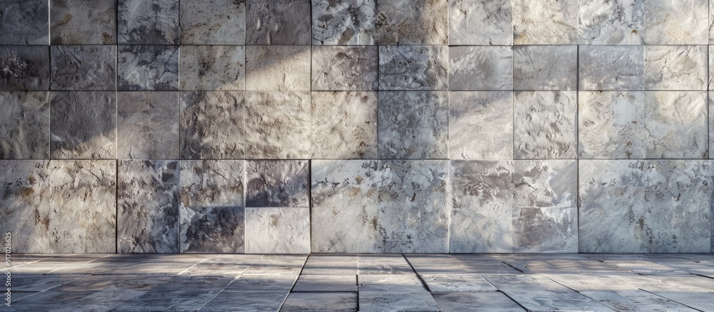 Poster background copy space image showcasing a textured concrete block wall