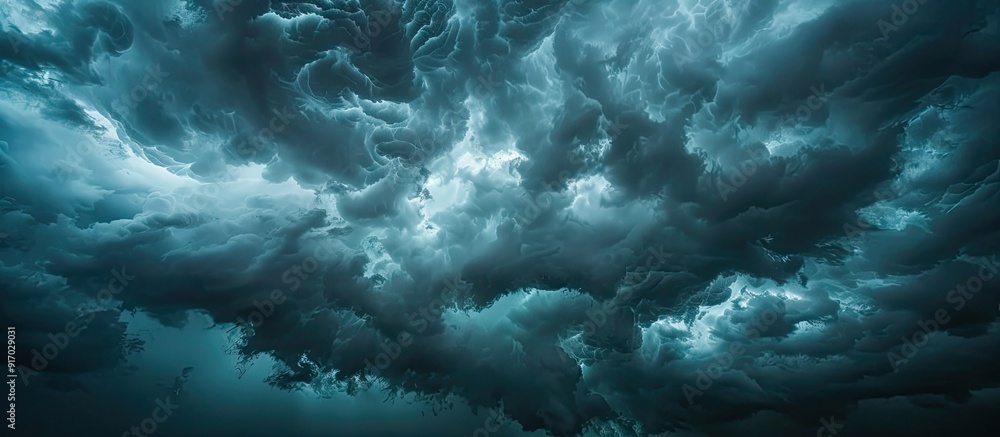 Poster dark clouds and a stormy sky create a dramatic copy space image