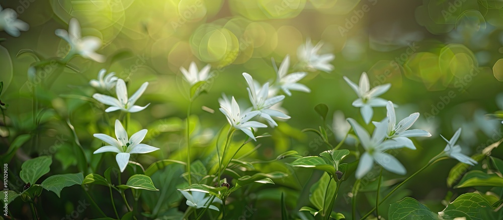 Poster sparse gagea minima blossoms in spring in garden or forest perfect for a copy space image
