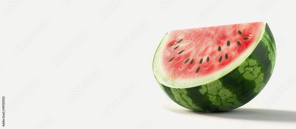 Poster ripe fresh watermelon displayed on a white backdrop with a clipping path for easy extraction waterme