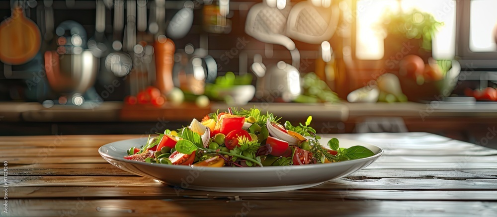 Poster arranging variety of square concepts in luxurious kitchen on wooden table displayed mixed vegetable 
