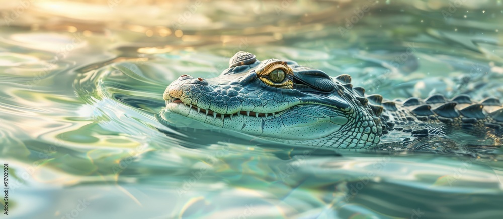Poster reptile swims surprising with a copy space image opportunity