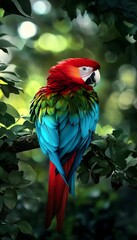 Fototapeta premium Colorful Parrot Tree Branch