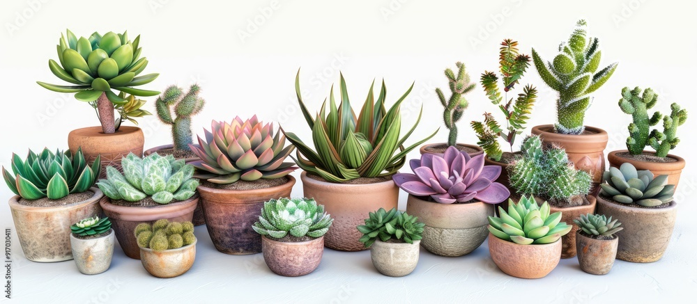Poster various potted succulents ideal for enhancing home or garden decor with a blank space for an image. 