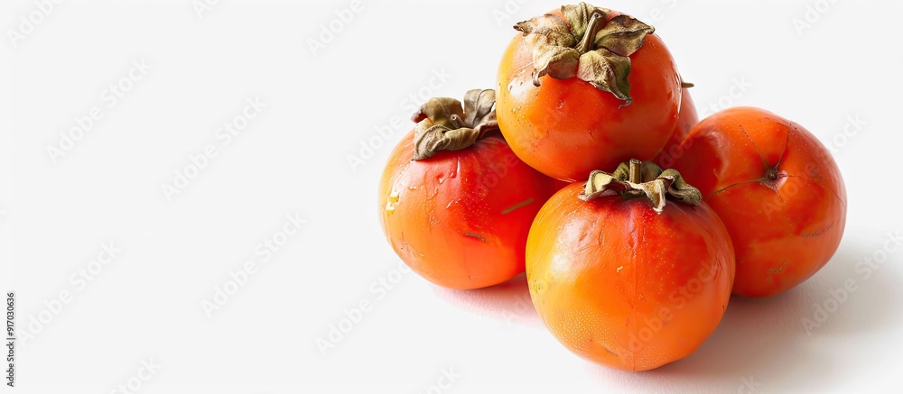 Aufkleber Isolated persimmon fruit on a white background with a clipping path for copy space image
