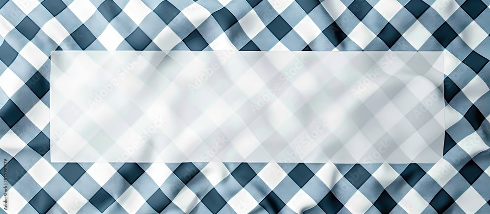 Poster Checkered pattern on a white paper sheet background with copy space image