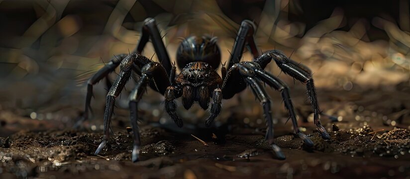 A female ground spider from the Gnaphosidae family with a background ideal for copy space images