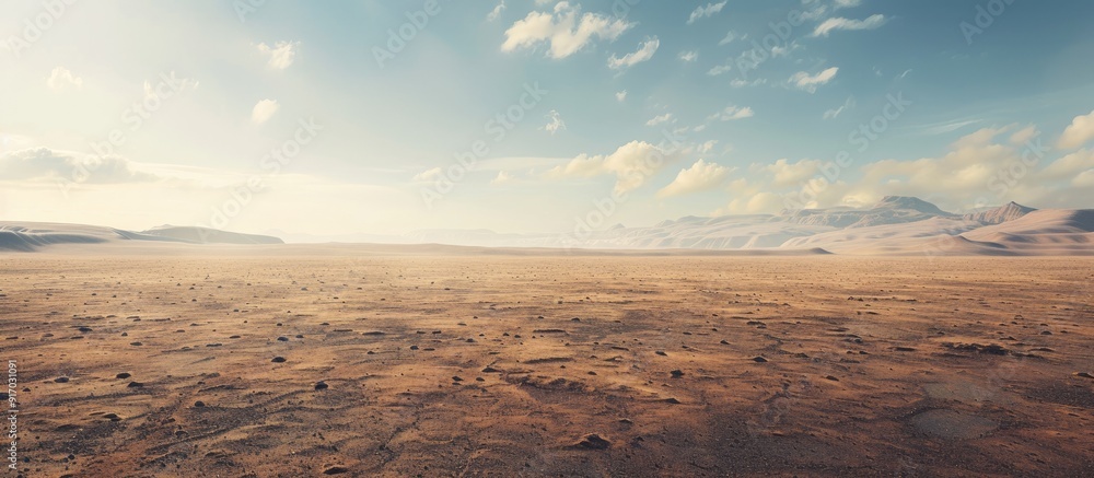 Poster A barren desert landscape with a vast empty expanse ideal for a copy space image