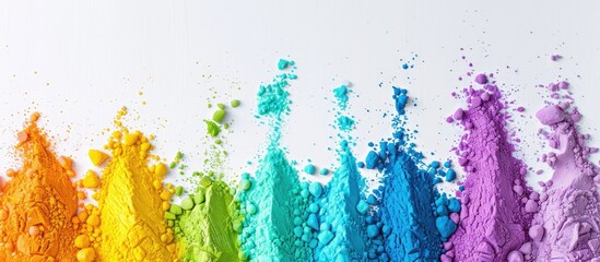 Fototapeta premium Various vibrant colors of kinetic sand set against a white backdrop ideal for children s entertainment with room for text or images copy space image
