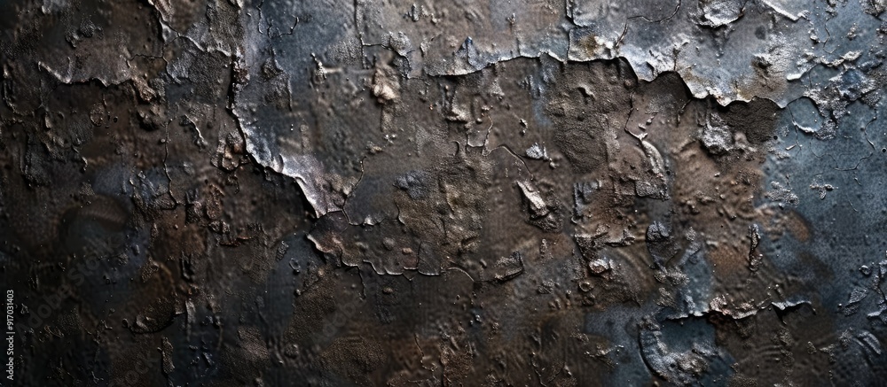 Poster Texture of metal with visible scratches and cracks suitable for copy space image
