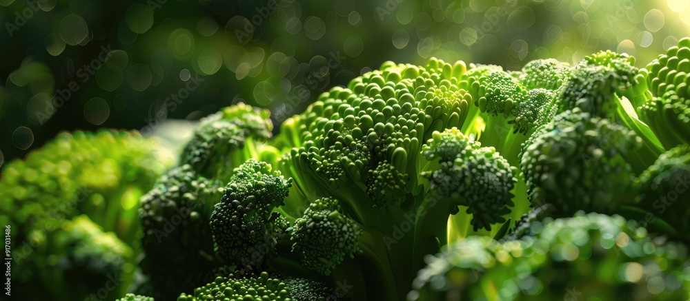 Poster Close up image of broccoli with space for copy
