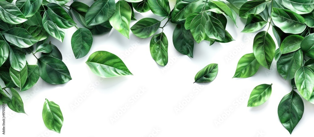 Poster isolated on a white background a vibrant image of fresh green leaves with copy space image