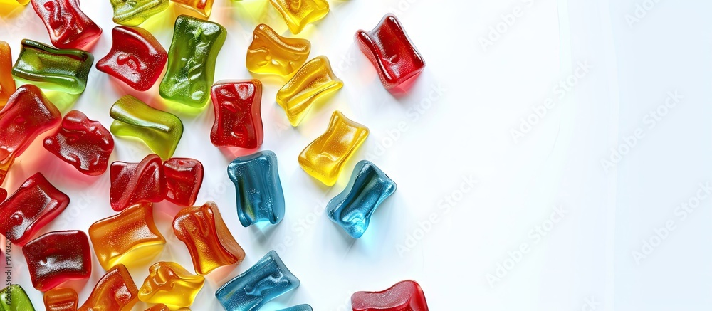 Aufkleber colorful gummy candies displayed on a white background with ample copy space image