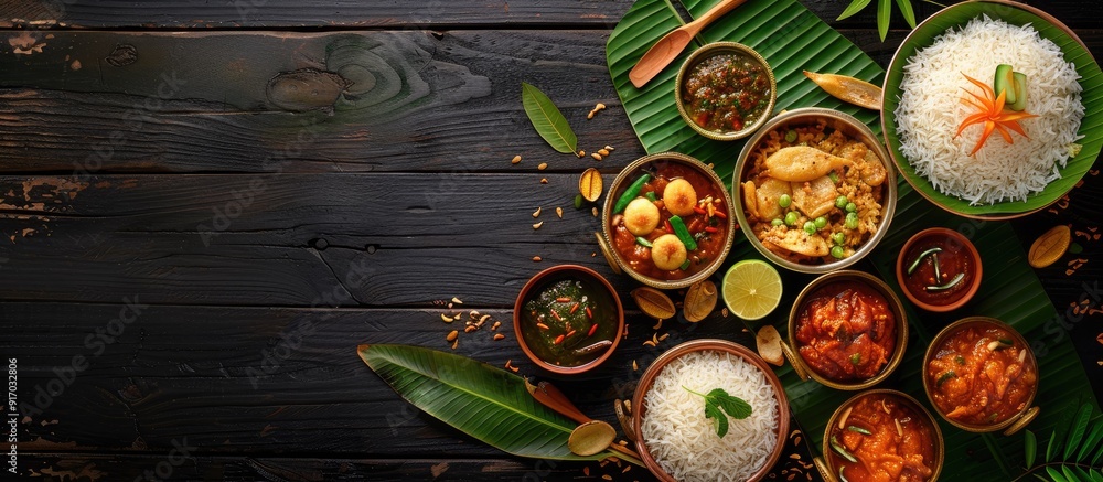 Poster delicious kerala cuisine served in a cozy setting with a traditional touch and an inviting ambiance 