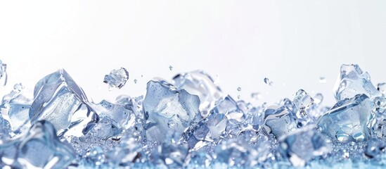Crushed ice pieces set against a white background with copy space image