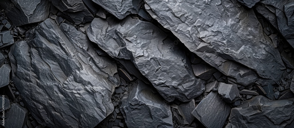 Aufkleber Dark grey background with a slate stone texture offers a sophisticated look for any design where you can add text or images into the copy space image