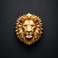 Golden Lion Head with Sunburst Design