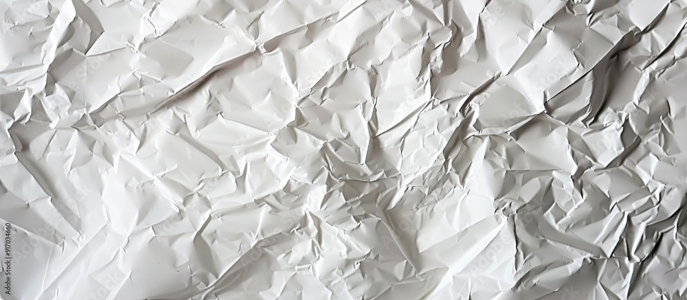 Aufkleber Top view of a crumpled white paper with a textured surface leaving empty copy space image
