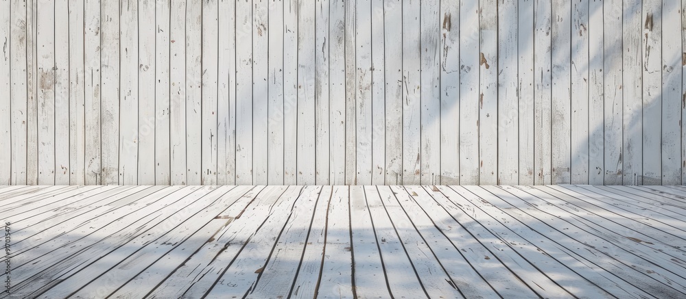 Poster background with a textured white hardwood wall with copy space image