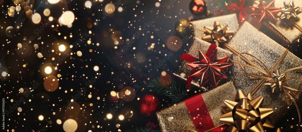 Aufkleber Celebratory New Year concept with a festive backdrop featuring gift boxes and ample copy space image for greetings