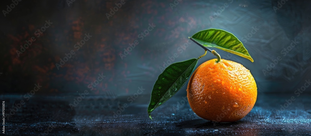 Poster an orange fruit displayed alone against a dark backdrop perfect for a wallpaper with copy space imag