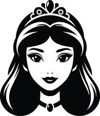 Silhouette of a girl with a crown on her head. Beauty salons and hair care symbols of princesses and Queen