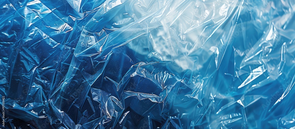 Leinwandbilder Reuse a clear blue plastic bag to create an eco friendly abstract texture image and help protect the environment. copy space available