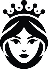 Silhouette of a girl with a crown on her head. Beauty salons and hair care symbols of princesses and Queen