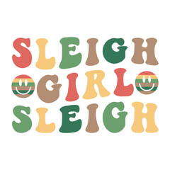 Sleigh girl SVG retro t shirt design vector sublimation
