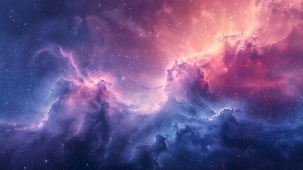 Fototapeta premium A seamless watercolor pattern of cosmic swirls, vibrant blues, pinks, and purples, detailed nebulae, star clusters, soft gradients, ethereal and mystical, hd quality, natural look. 