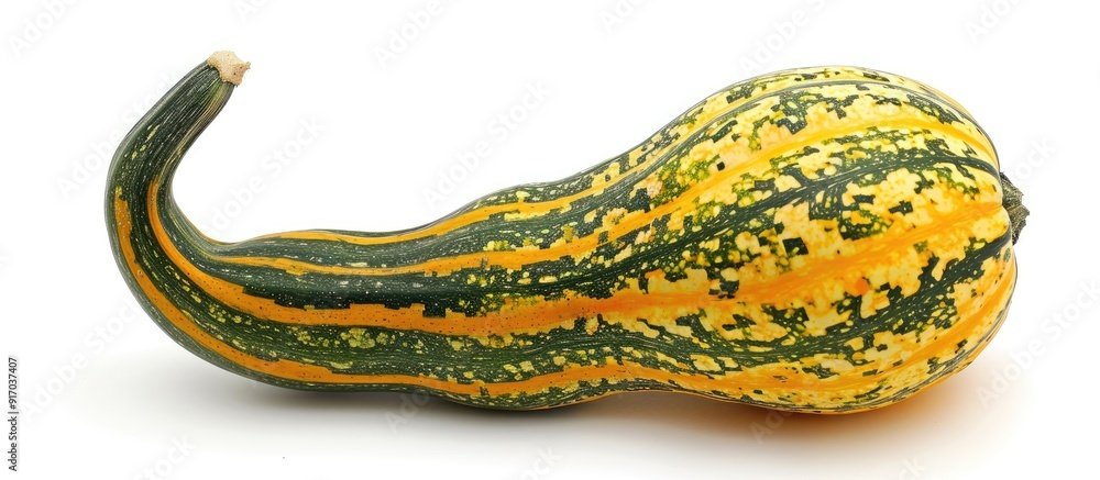 Poster white background with copy space image presents a swan necked squash