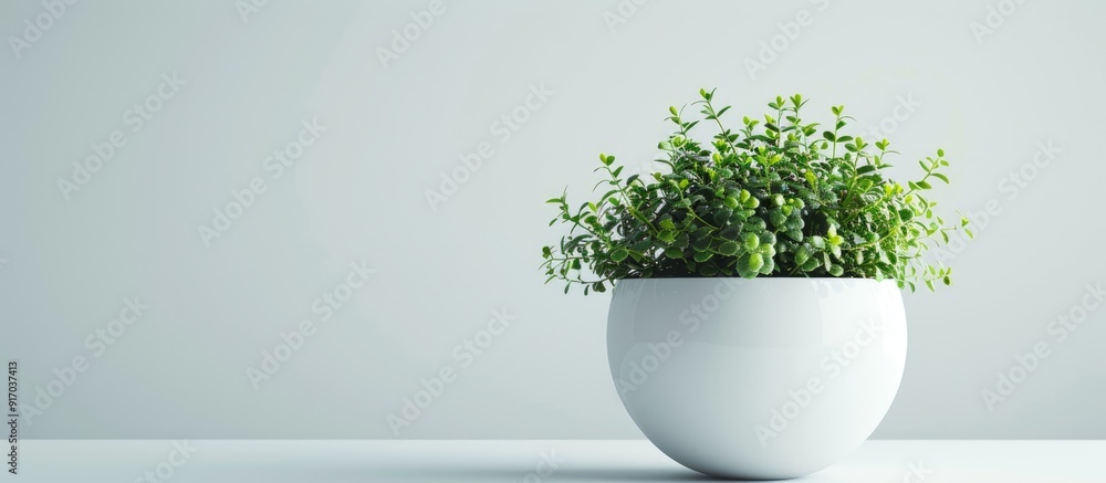 Poster circular white flowerpot with copy space image
