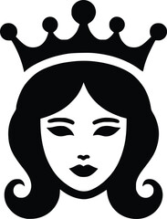 Silhouette of a girl with a crown on her head. Beauty salons and hair care symbols of princesses and Queen
