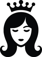 Silhouette of a girl with a crown on her head. Beauty salons and hair care symbols of princesses and Queen