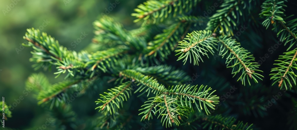 Poster Nature s fir tree branches create a picturesque background with copy space image