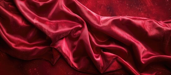 Obraz premium Luxurious red velvet texture background for Christmas with ample copy space image for a long expensive banner or wallpaper