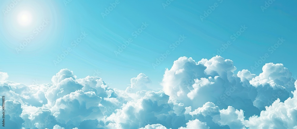 Leinwandbilder sunny day sky with fluffy white clouds is a nature background for design suitable for wallpapers or 