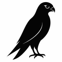 Kestrel isolated on white background, Kestrel vector illustration, bird on a branch vector art, Kestrel silhouette, bird vector icon, Kestrel on a branch line art, eps
