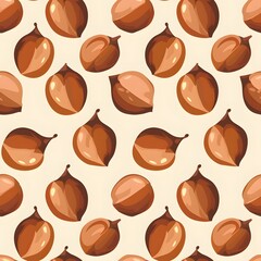 Obraz premium Stylish pattern of brown hazelnuts on a light background.