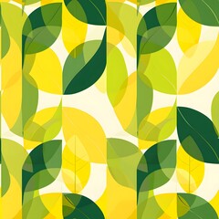 Fototapeta premium Vibrant green and yellow leaf pattern design for a fresh, natural vibe.