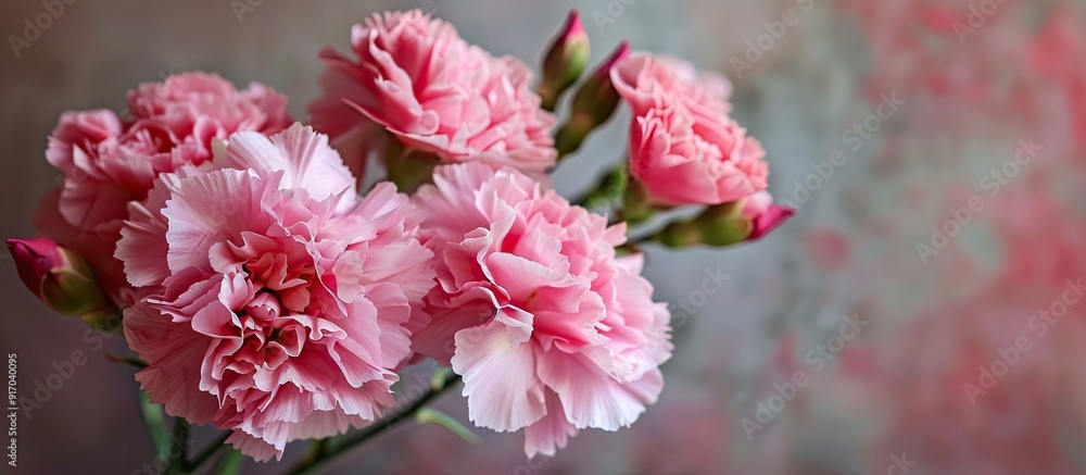 Poster pink carnations create a lovely sight in the copy space image