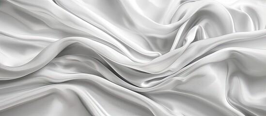 Obraz premium Soft waves and wrinkles on a white fabric create an abstract background with intricate patterns ideal for elegant backdrops or wallpapers with copy space image