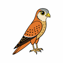 Kestrel isolated on white background, Kestrel vector illustration, bird on a branch vector art, Kestrel silhouette, bird vector icon, Kestrel on a branch line art, eps
