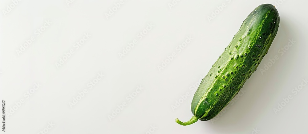 Poster an enticing green cucumber depicted on a white backdrop ideal for health conscious individuals suita