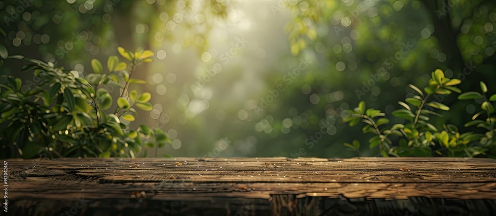 Aufkleber blurry nature background with a table top perfect for a copy space image